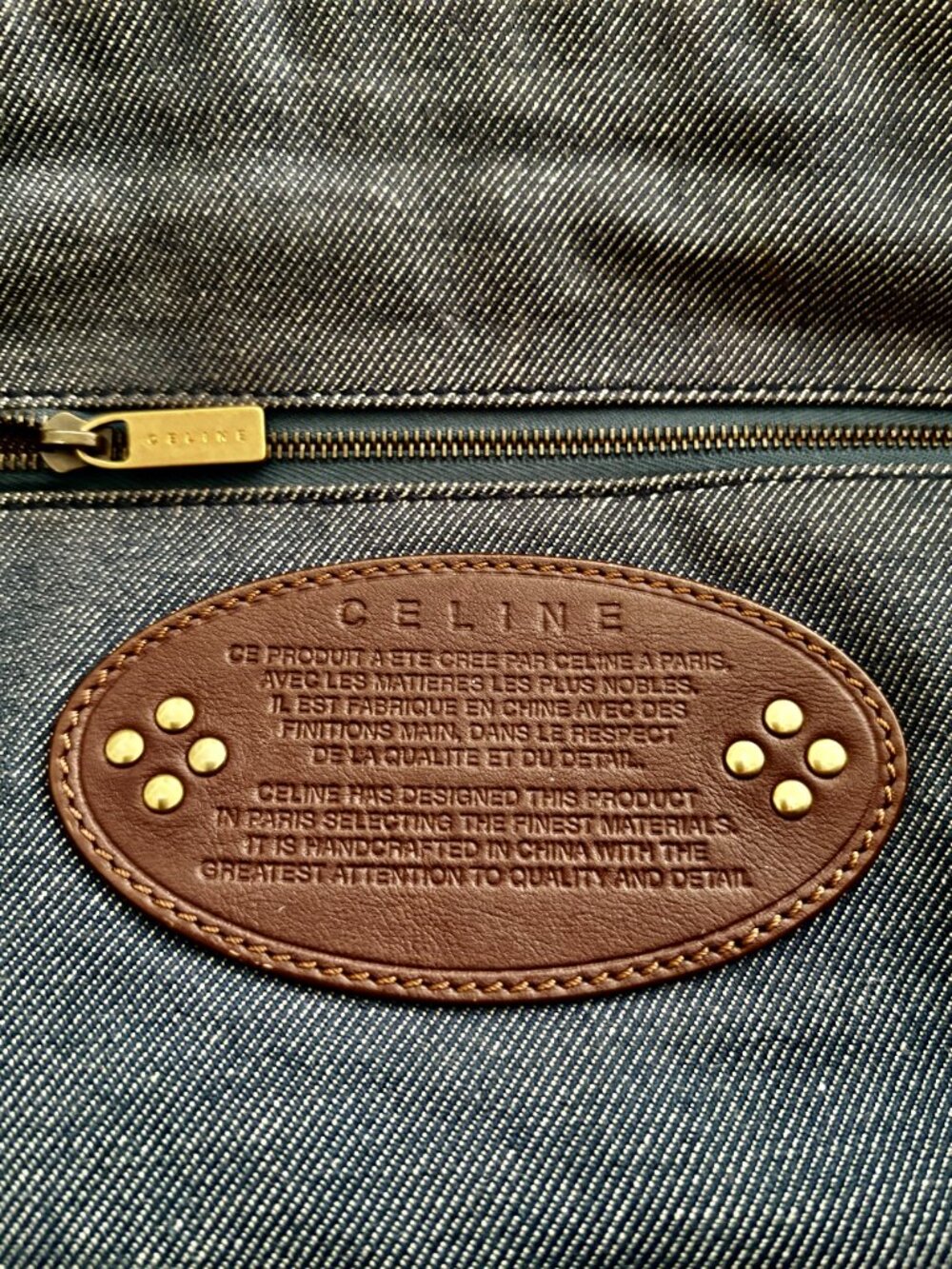 Auth CELINE MACADAM DENIM Indigo Triomphe Satchel Bag GORGEOUS!!! - Picture 11 of 12